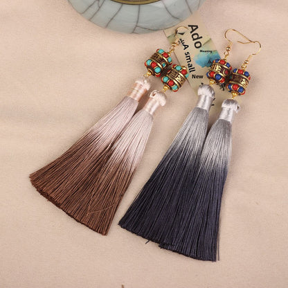 Ethnic Style Tassel Earrings For Women Featuring Copper Craftsmanship
