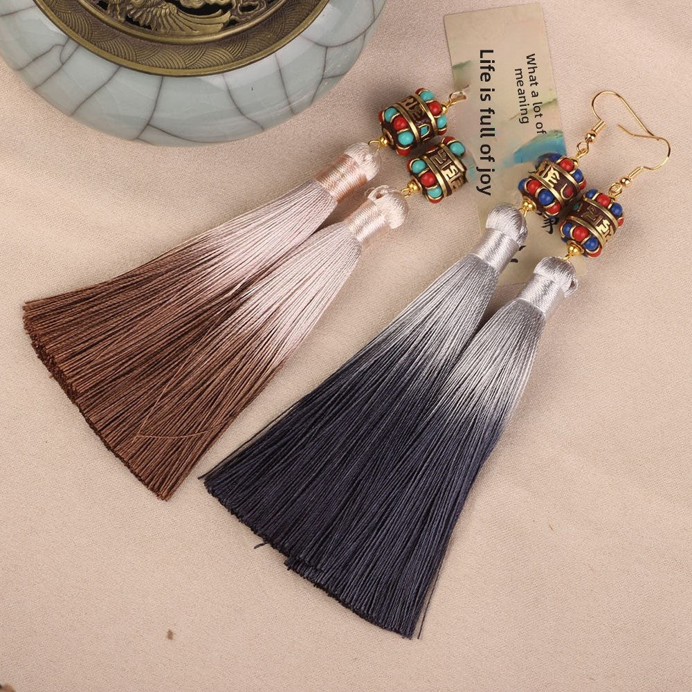 Ethnic Style Tassel Earrings For Women Featuring Copper Craftsmanship
