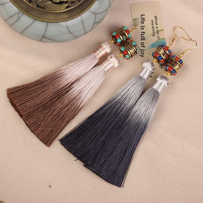 Ethnic Style Tassel Earrings For Women Featuring Copper Craftsmanship