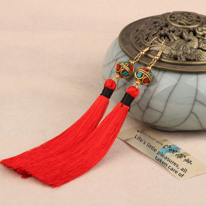 Ethnic Style Tassel Earrings For Women Featuring Copper Craftsmanship