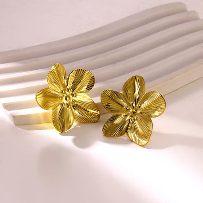 Flowers Stud Earrings For Women Featuring Waterproof Non Tarnish 304 Stainless Steel With 18K Real Gold PVD Coated Plating
