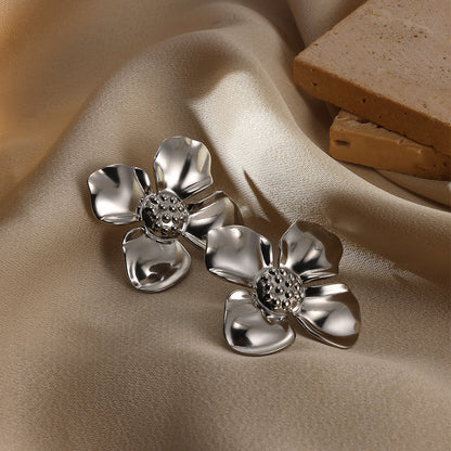 Flowers Stud Earrings For Women Featuring Waterproof Non Tarnish 304 Stainless Steel With 18K Real Gold PVD Coated Plating