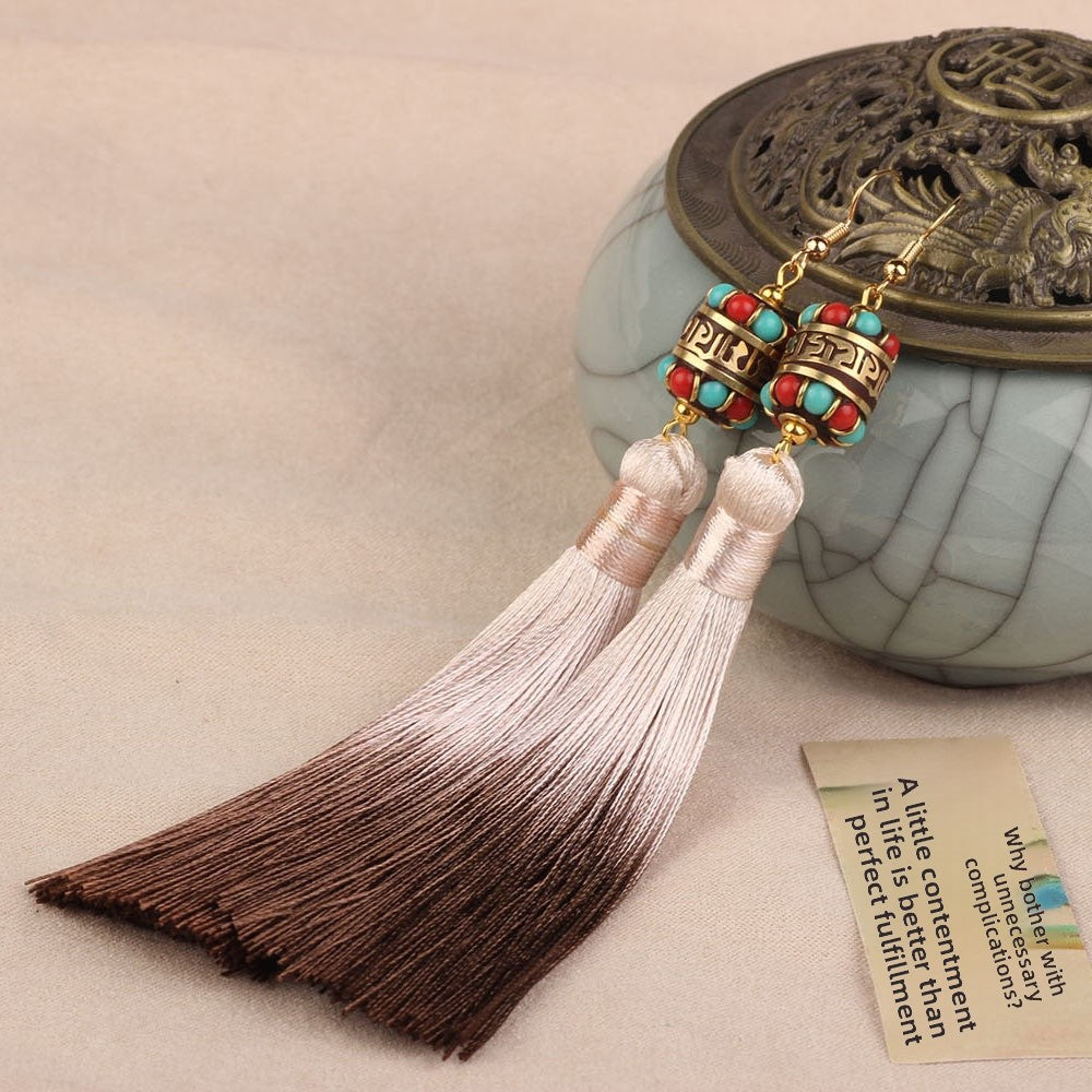 Ethnic Style Tassel Earrings For Women Featuring Copper Craftsmanship