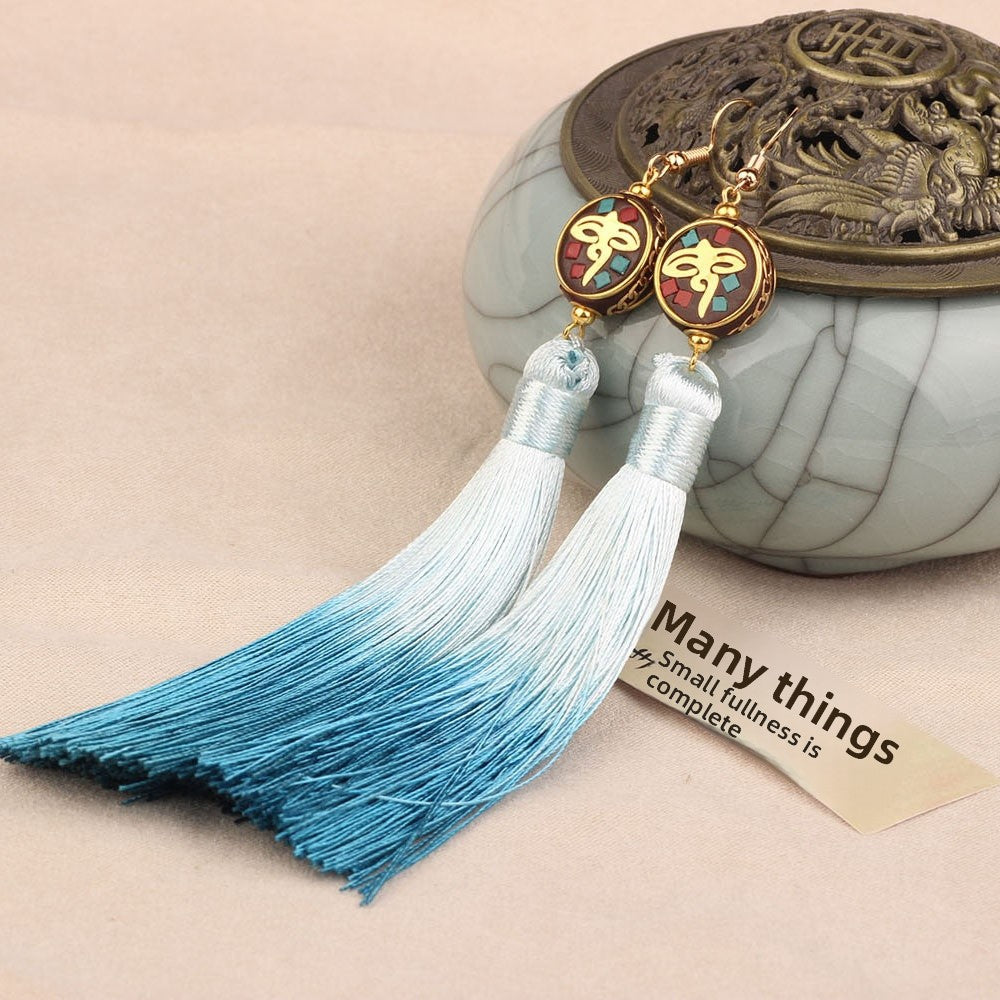 Ethnic Style Tassel Earrings For Women Featuring Copper Craftsmanship