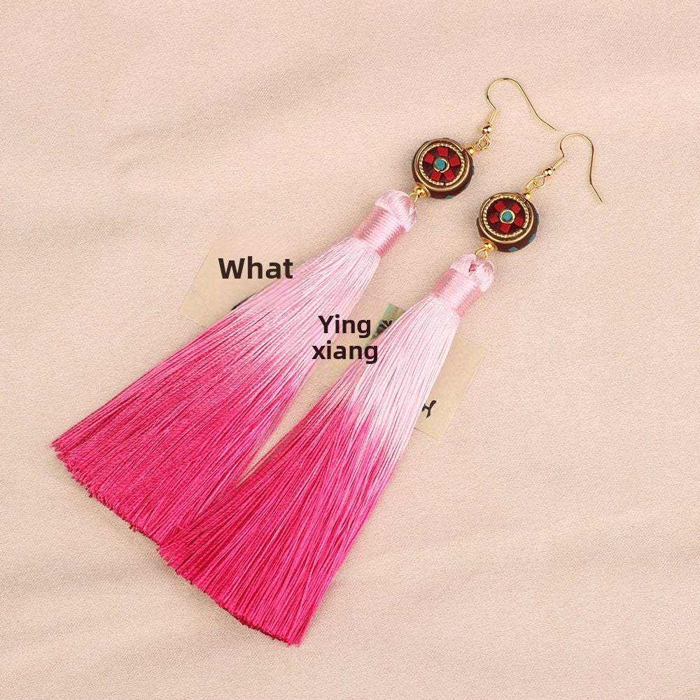 Ethnic Style Tassel Earrings For Women Featuring Copper Craftsmanship