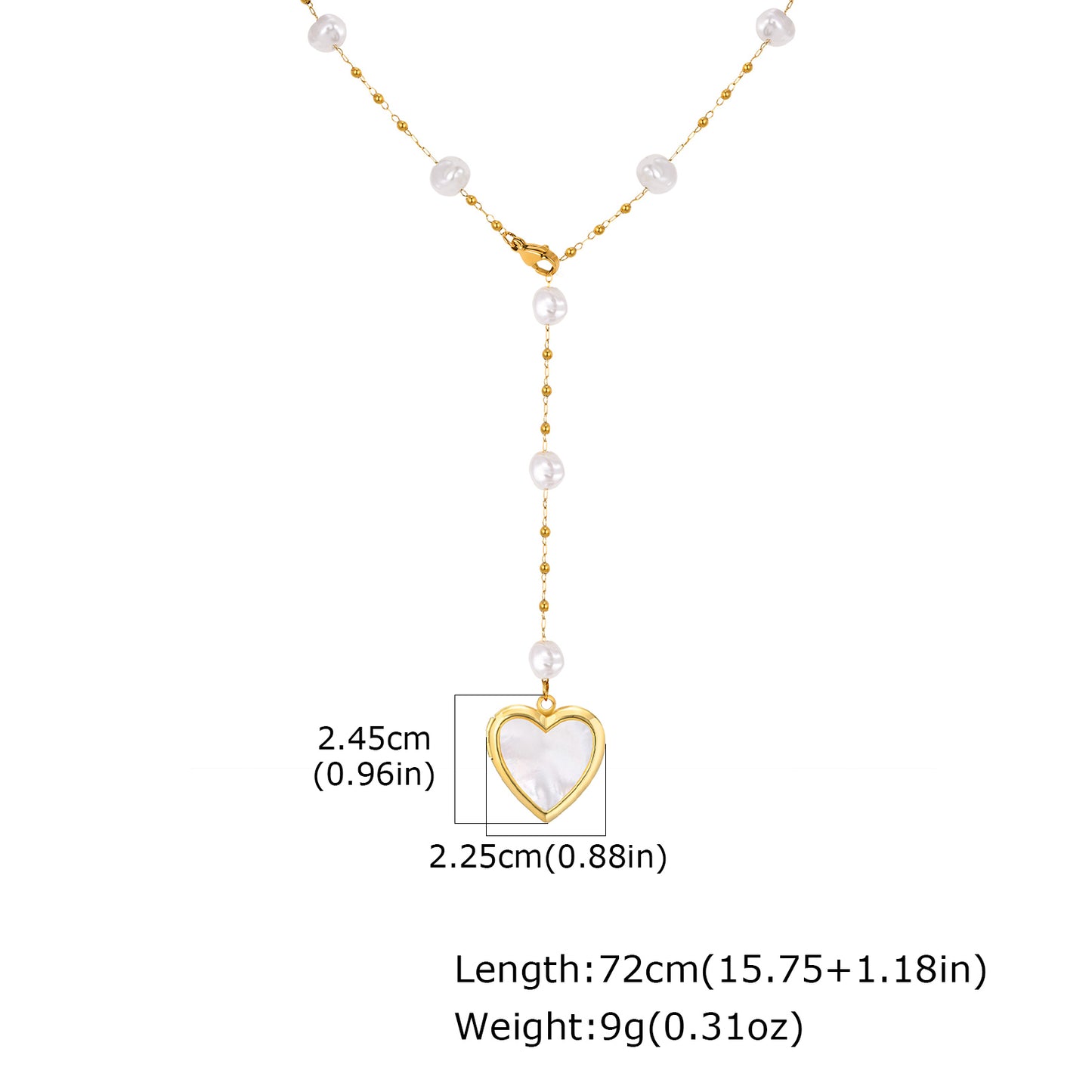 Heart Shape Pendant Necklace For Women In IG Style Featuring 304 Stainless Steel With 18K Real Gold Plated Cable Chain