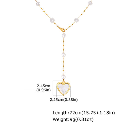 Heart Shape Pendant Necklace For Women In IG Style Featuring 304 Stainless Steel With 18K Real Gold Plated Cable Chain