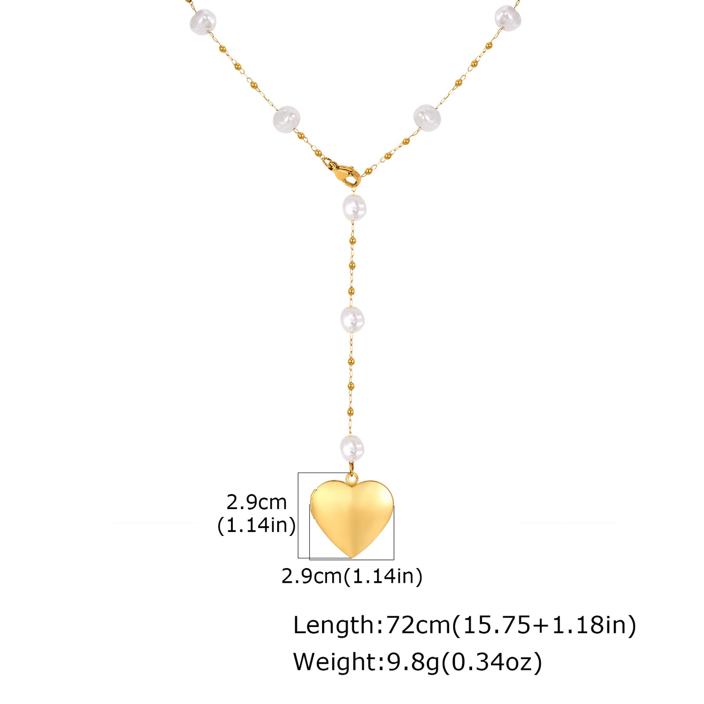 Heart Shape Pendant Necklace For Women In IG Style Featuring 304 Stainless Steel With 18K Real Gold Plated Cable Chain