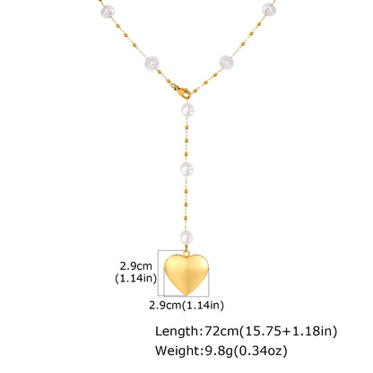 Heart Shape Pendant Necklace For Women In IG Style Featuring 304 Stainless Steel With 18K Real Gold Plated Cable Chain