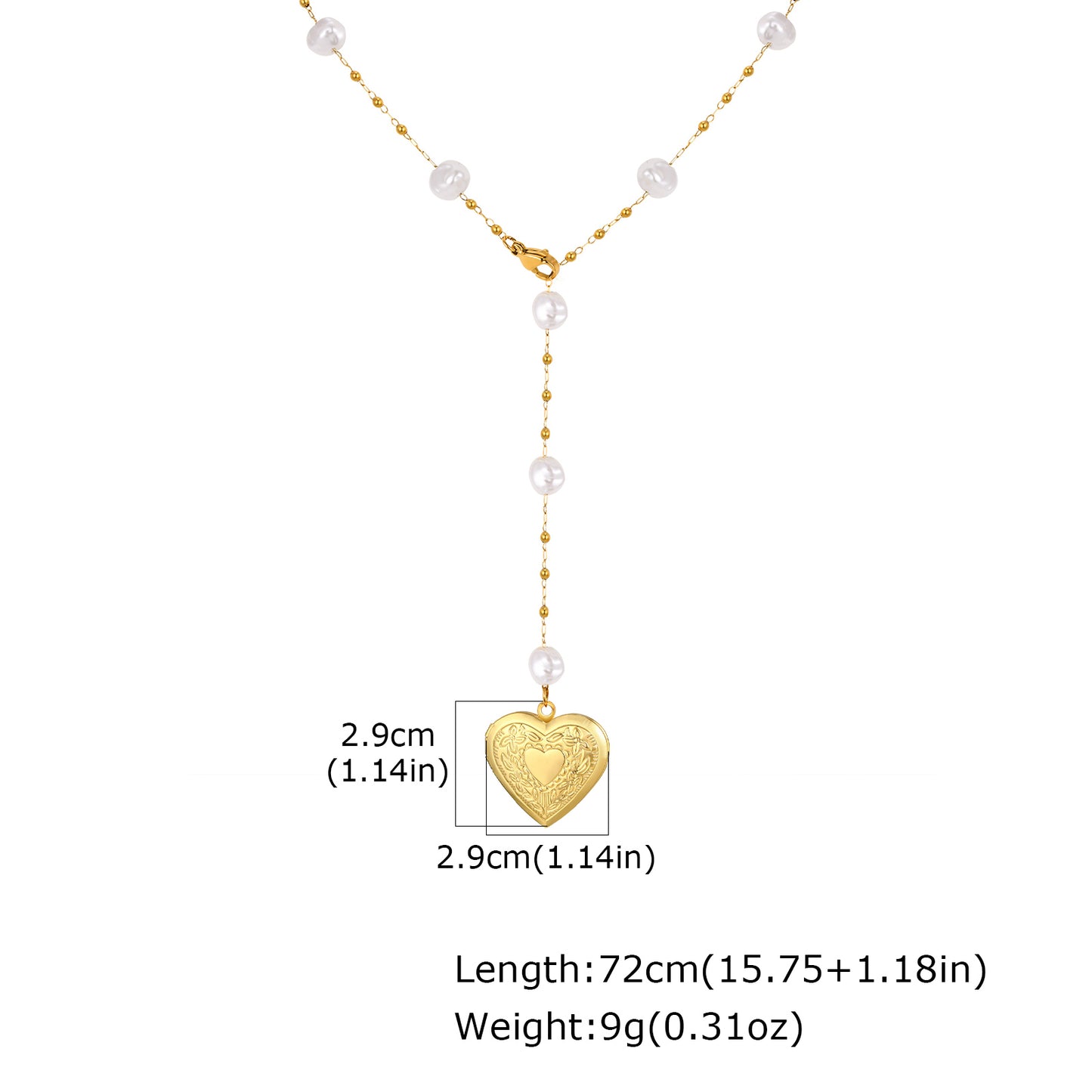 Heart Shape Pendant Necklace For Women In IG Style Featuring 304 Stainless Steel With 18K Real Gold Plated Cable Chain