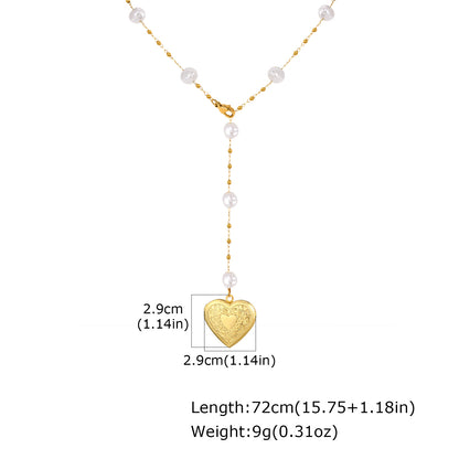 Heart Shape Pendant Necklace For Women In IG Style Featuring 304 Stainless Steel With 18K Real Gold Plated Cable Chain