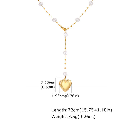 Heart Shape Pendant Necklace For Women In IG Style Featuring 304 Stainless Steel With 18K Real Gold Plated Cable Chain