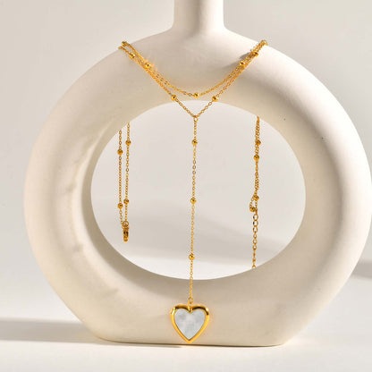 Heart Shape Pendant Necklace For Women In IG Style, 304 Stainless Steel With 18K Real Gold Plated Cable Chain