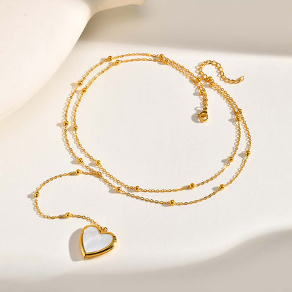 Heart Shape Pendant Necklace For Women In IG Style, 304 Stainless Steel With 18K Real Gold Plated Cable Chain