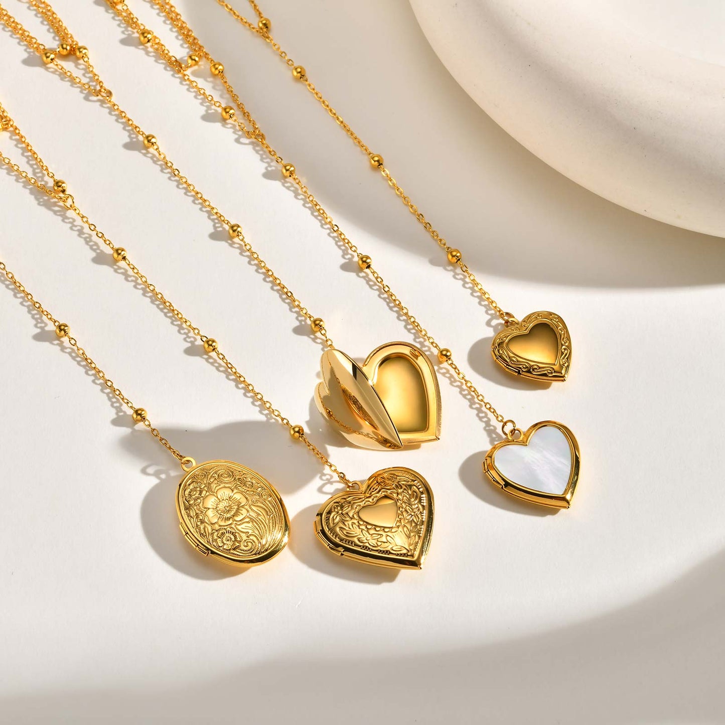 Heart Shape Pendant Necklace For Women In IG Style, 304 Stainless Steel With 18K Real Gold Plated Cable Chain