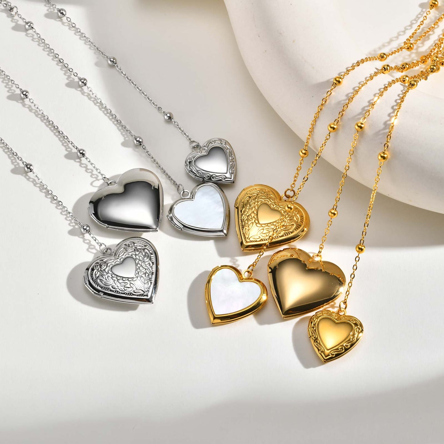 Heart Shape Pendant Necklace For Women In IG Style, 304 Stainless Steel With 18K Real Gold Plated Cable Chain