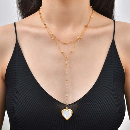 Heart Shape Pendant Necklace For Women In IG Style, 304 Stainless Steel With 18K Real Gold Plated Cable Chain