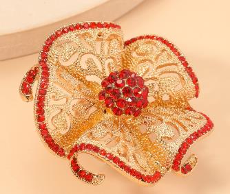 Ethnic Style Open Ring With Flowers Design, 1 PCS Package, Alloy Material With KC Golden Plated And Rhinestones Inlay