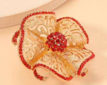 Ethnic Style Open Ring With Flowers Design, 1 PCS Package, Alloy Material With KC Golden Plated And Rhinestones Inlay