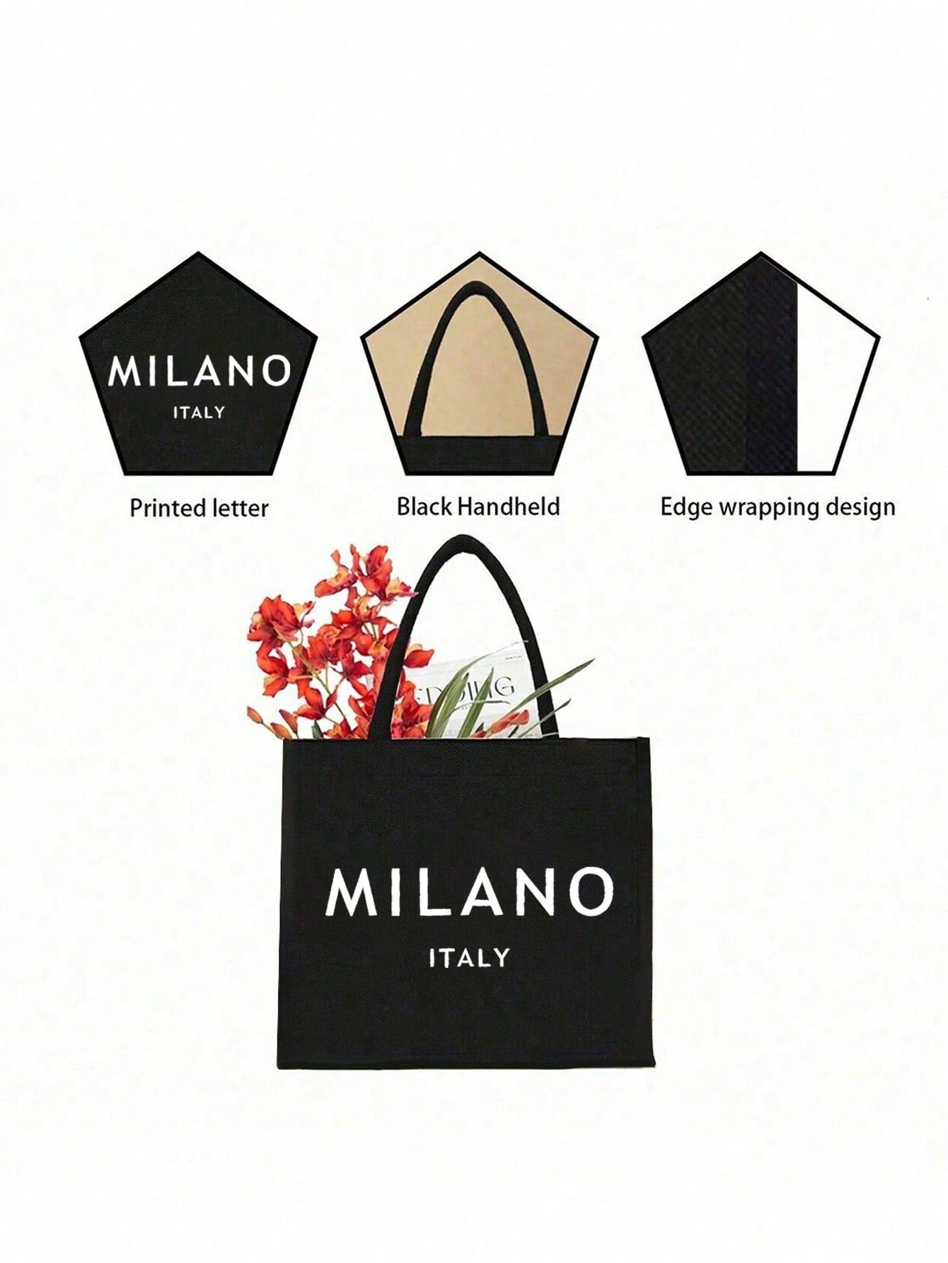 Women’s Square Polyester Cosmetic Bag Featuring Vocabulary Words Design, Ideal For Spring & Summer