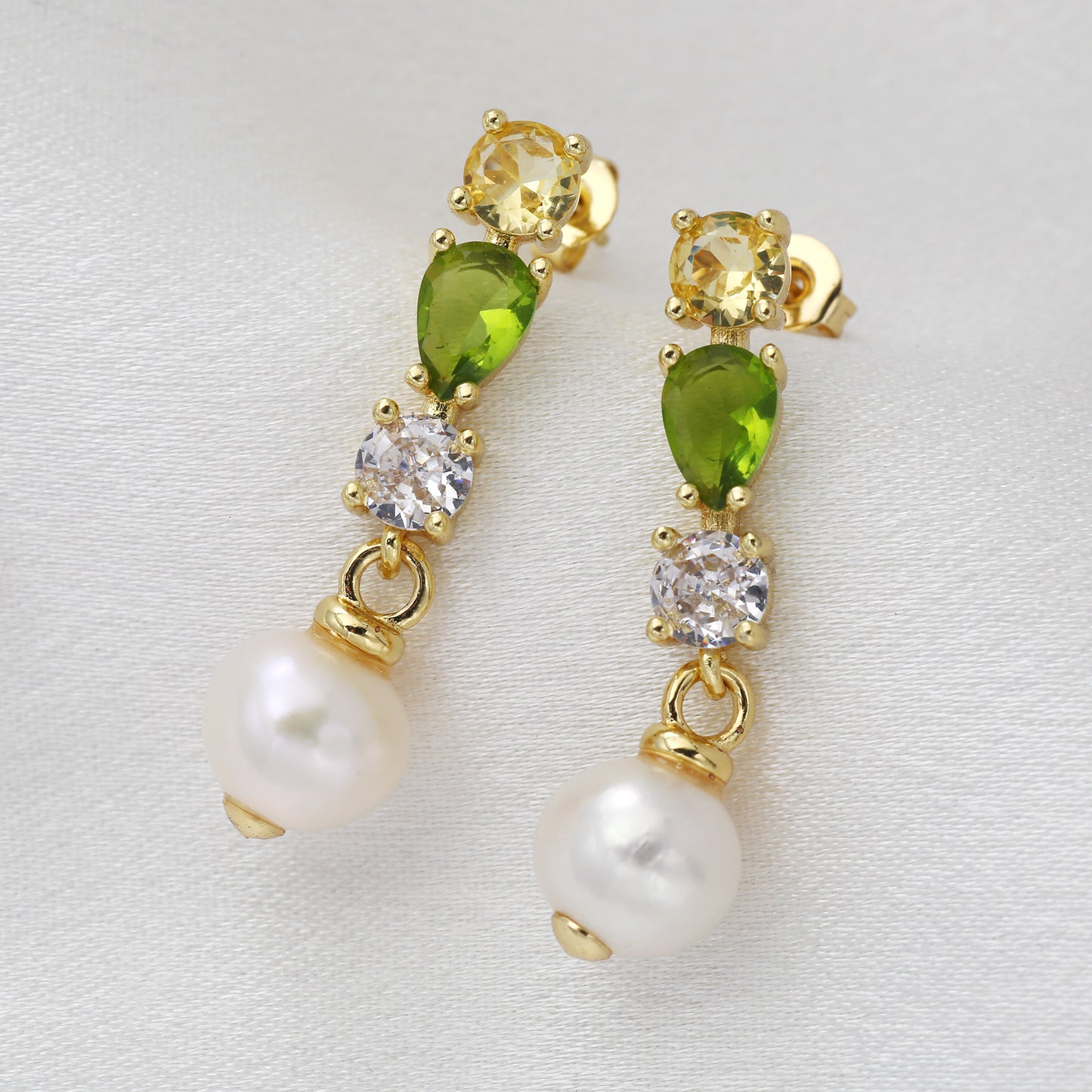Handmade Square Brass Earrings For Women Featuring Zircon Inlay, 18K Real Gold Plated With 0.03µm Thickness