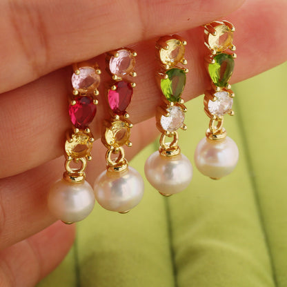Handmade Square Brass Earrings For Women Featuring Zircon Inlay, 18K Real Gold Plated With 0.03µm Thickness