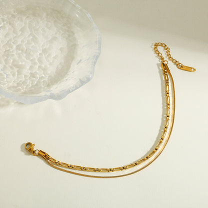 Solid Color Electroplated 18K Real Gold Plated 304 Stainless Steel Snake Chain Bracelet For Women