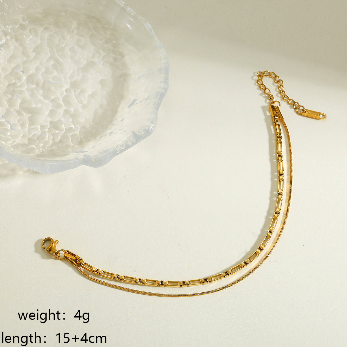 Solid Color Electroplated 18K Real Gold Plated 304 Stainless Steel Snake Chain Bracelet For Women