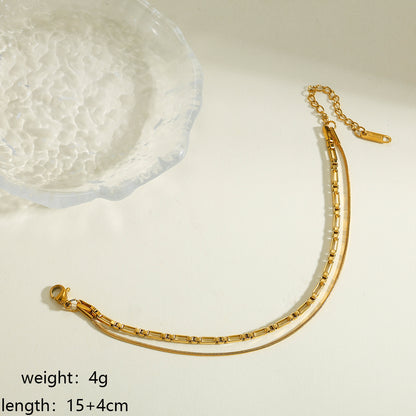 Solid Color Electroplated 18K Real Gold Plated 304 Stainless Steel Snake Chain Bracelet For Women
