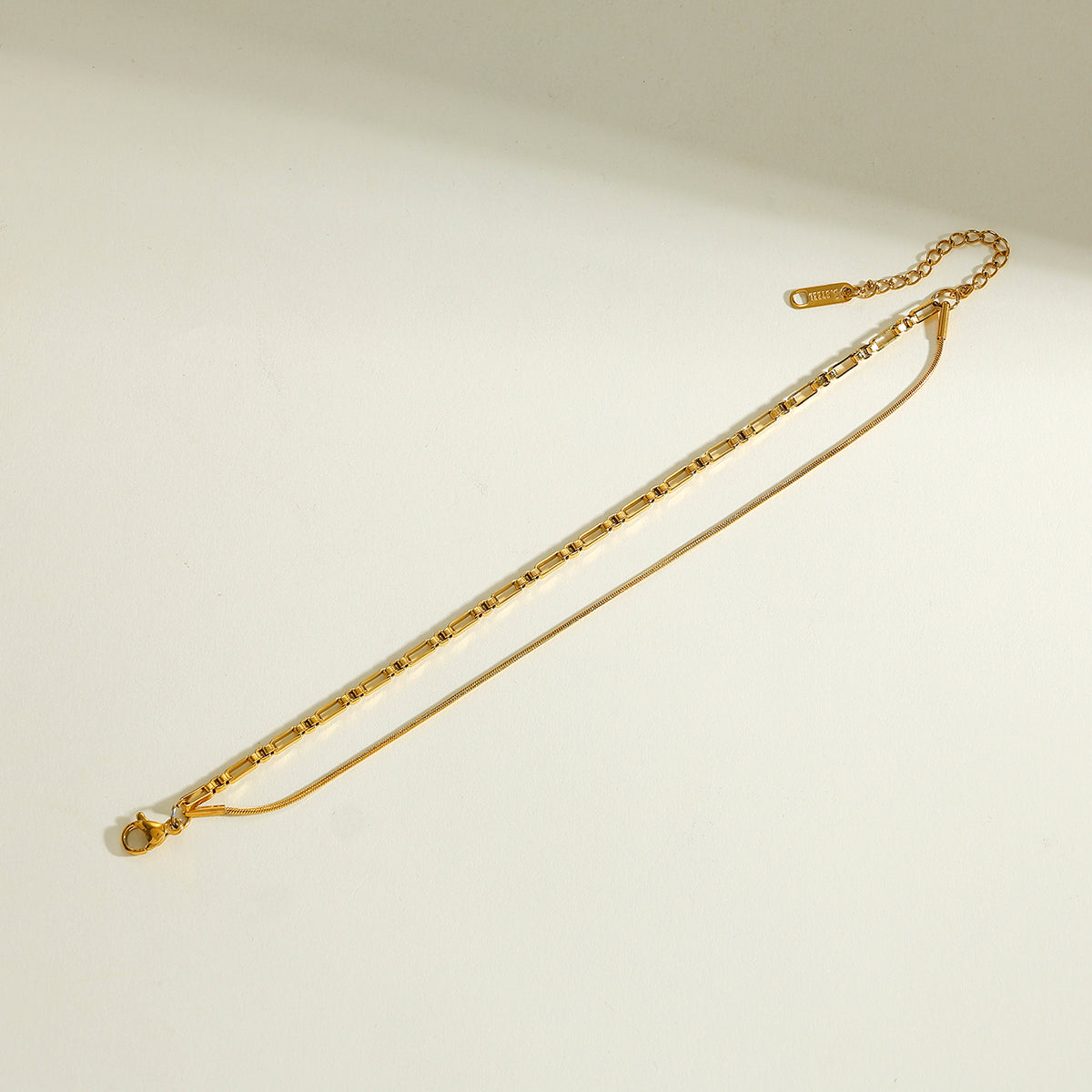 Solid Color Electroplated 18K Real Gold Plated 304 Stainless Steel Snake Chain Bracelet For Women