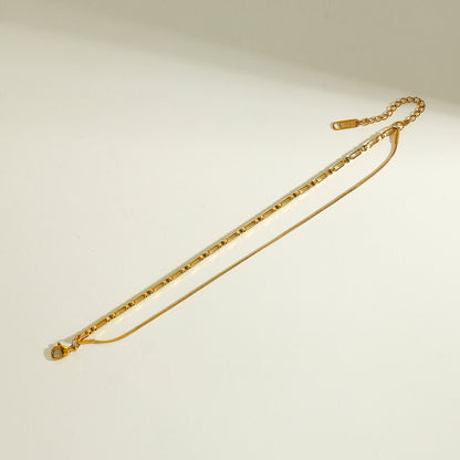 Solid Color Electroplated 18K Real Gold Plated 304 Stainless Steel Snake Chain Bracelet For Women