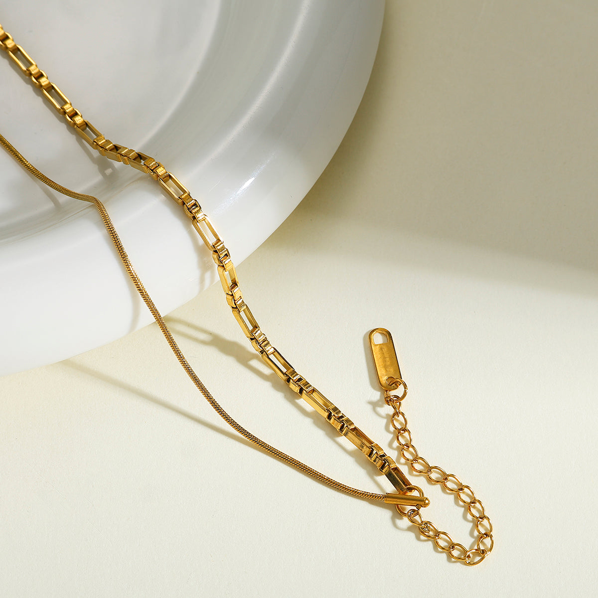 Solid Color Electroplated 18K Real Gold Plated 304 Stainless Steel Snake Chain Bracelet For Women