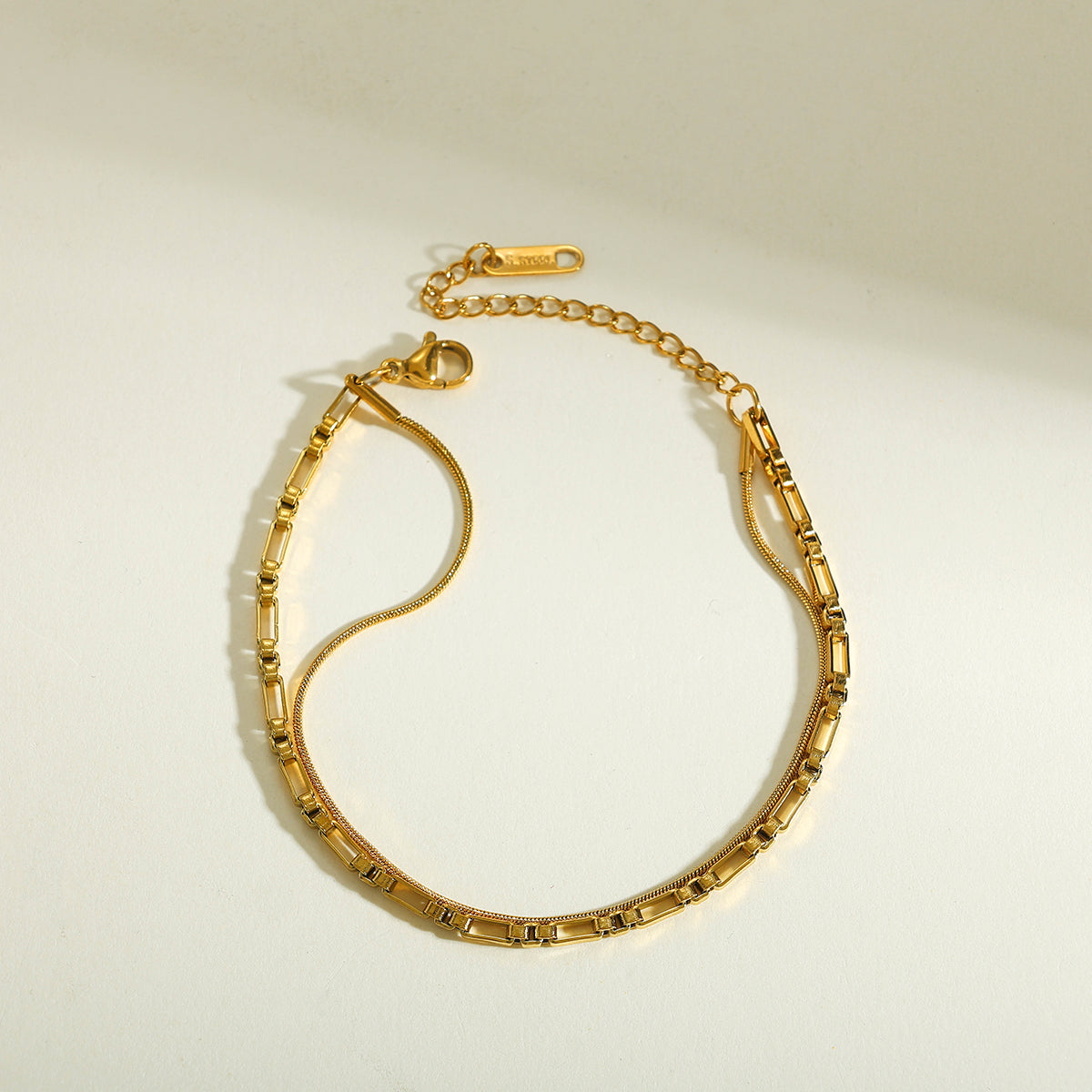 Solid Color Electroplated 18K Real Gold Plated 304 Stainless Steel Snake Chain Bracelet For Women