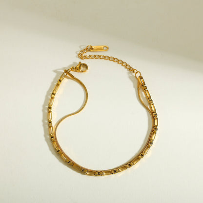 Solid Color Electroplated 18K Real Gold Plated 304 Stainless Steel Snake Chain Bracelet For Women