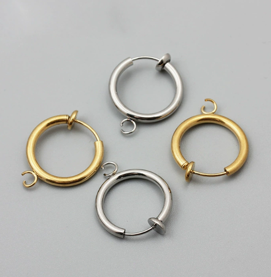 Round Love Charms Jewelry Accessories In Steel Color, Titanium Steel With PVD Coated Gold Plating Process