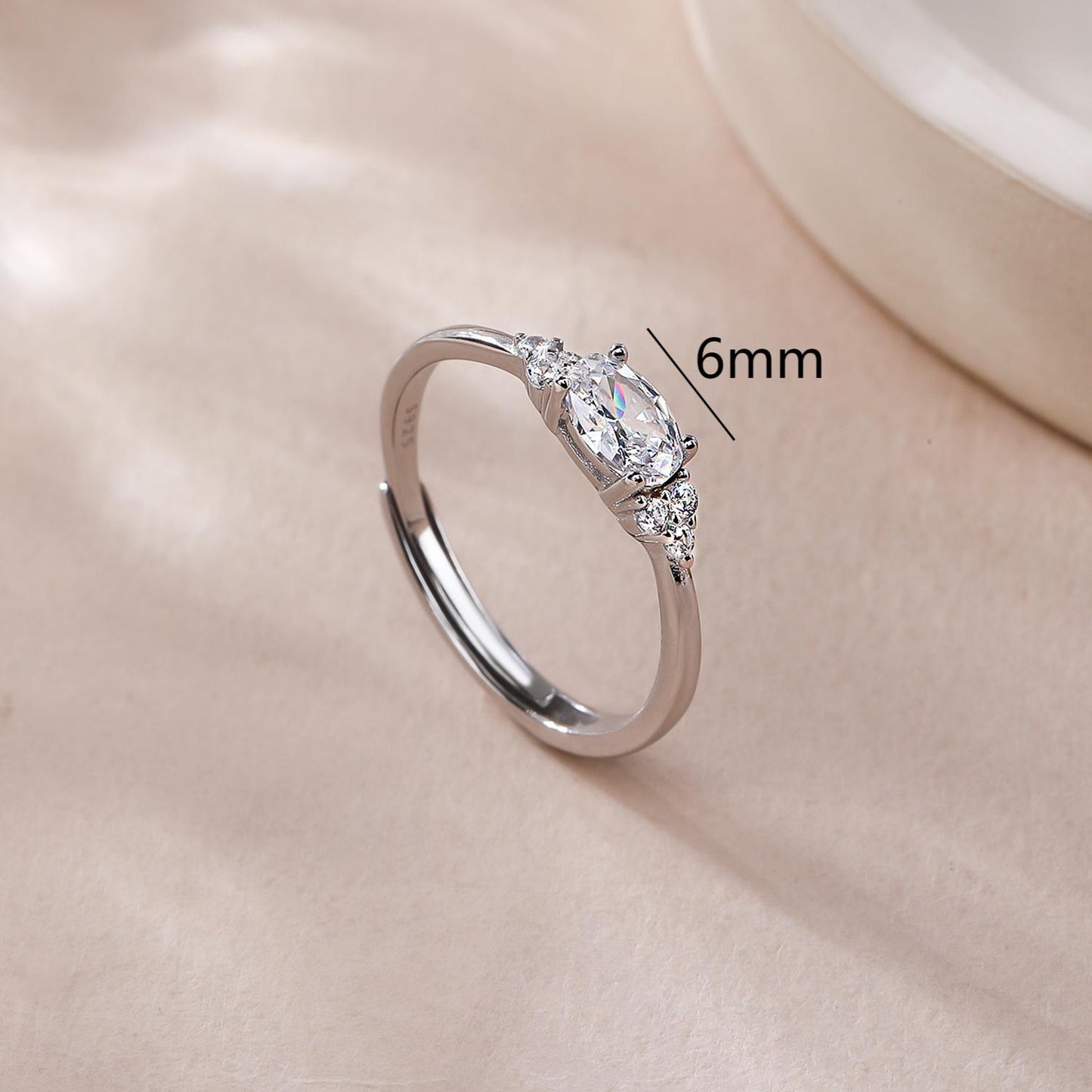 Geometric Open Rings For Women In 925 Sterling Silver With 14K Real Gold Plating And Zircon Inlay, Perfect For Valentine's Day