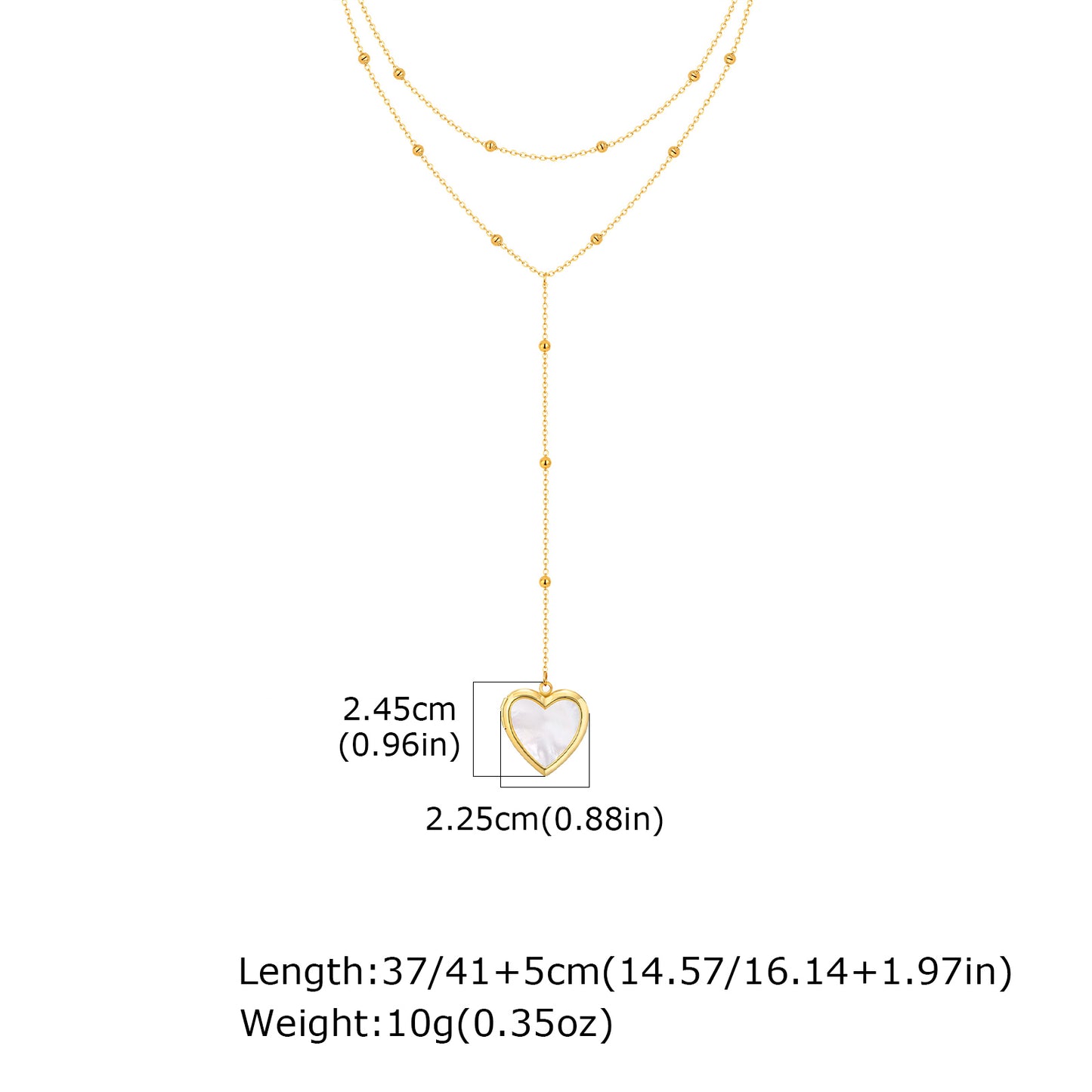 Heart Shape Pendant Necklace For Women In IG Style, 304 Stainless Steel With 18K Real Gold Plated Cable Chain