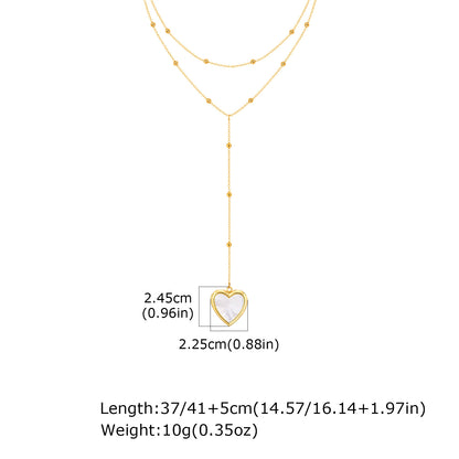 Heart Shape Pendant Necklace For Women In IG Style, 304 Stainless Steel With 18K Real Gold Plated Cable Chain