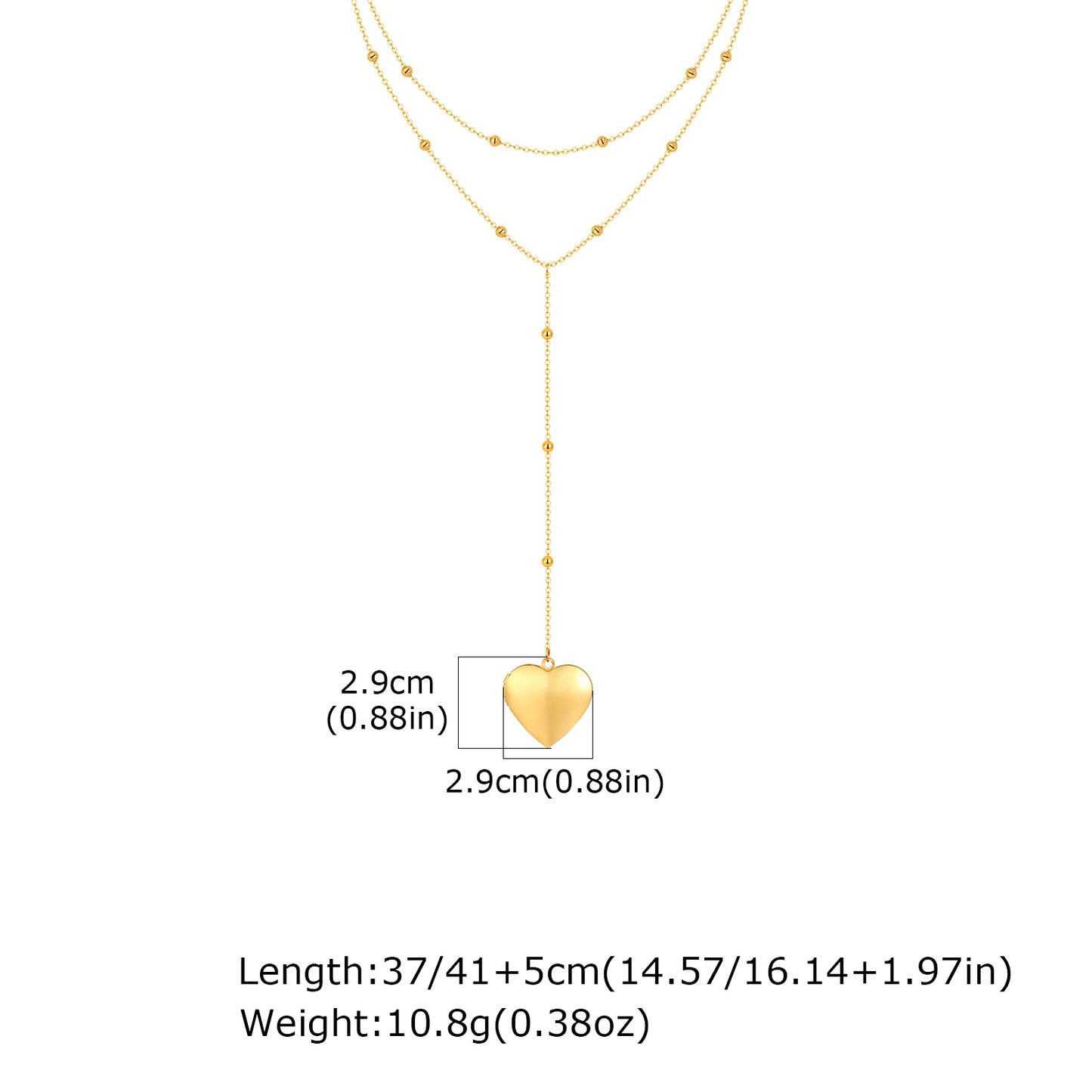 Heart Shape Pendant Necklace For Women In IG Style, 304 Stainless Steel With 18K Real Gold Plated Cable Chain