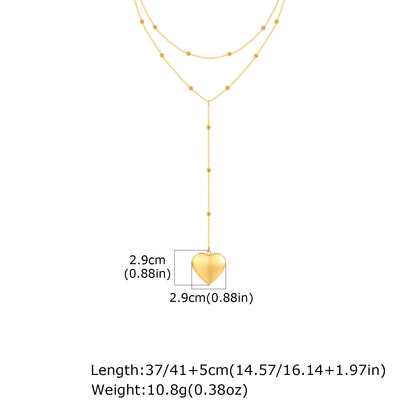 Heart Shape Pendant Necklace For Women In IG Style, 304 Stainless Steel With 18K Real Gold Plated Cable Chain
