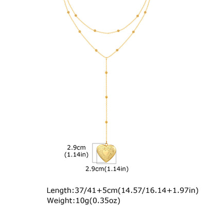 Heart Shape Pendant Necklace For Women In IG Style, 304 Stainless Steel With 18K Real Gold Plated Cable Chain