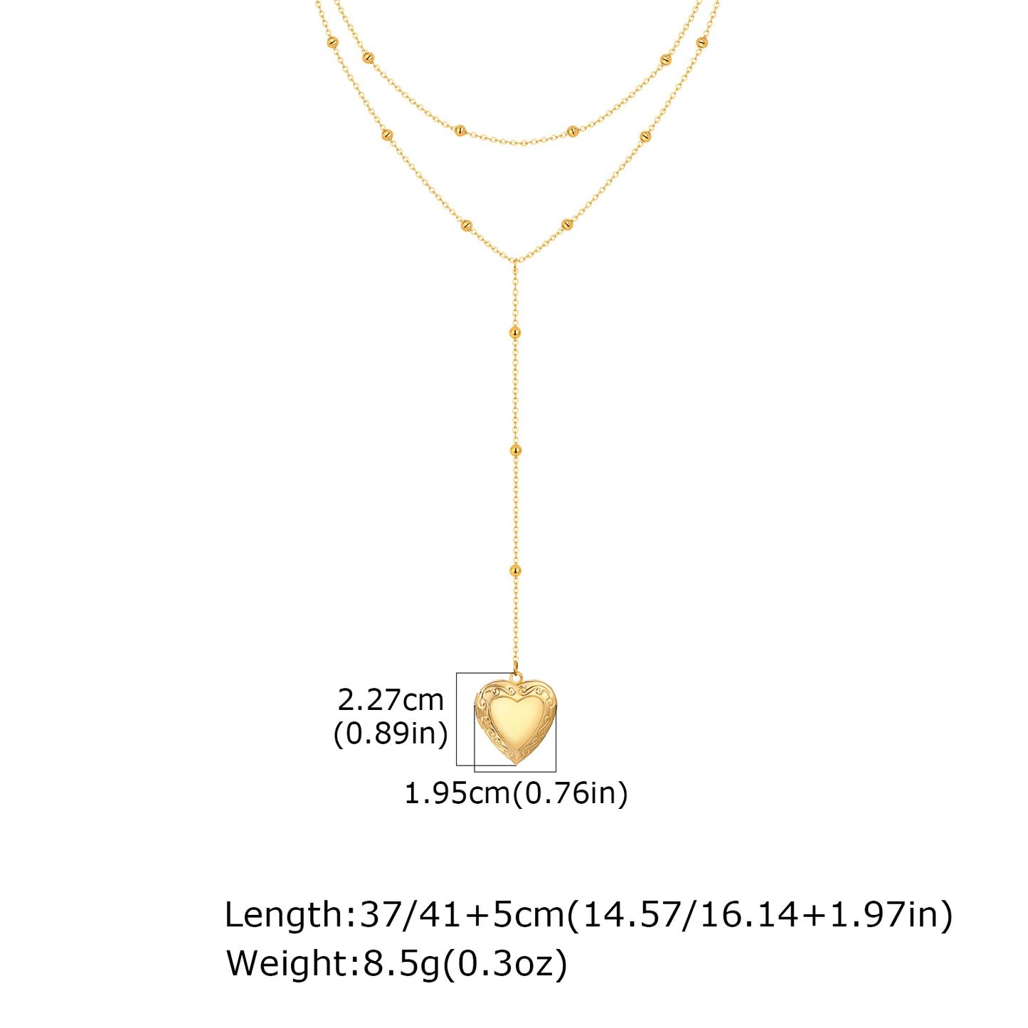 Heart Shape Pendant Necklace For Women In IG Style, 304 Stainless Steel With 18K Real Gold Plated Cable Chain