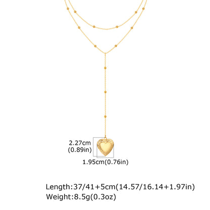 Heart Shape Pendant Necklace For Women In IG Style, 304 Stainless Steel With 18K Real Gold Plated Cable Chain