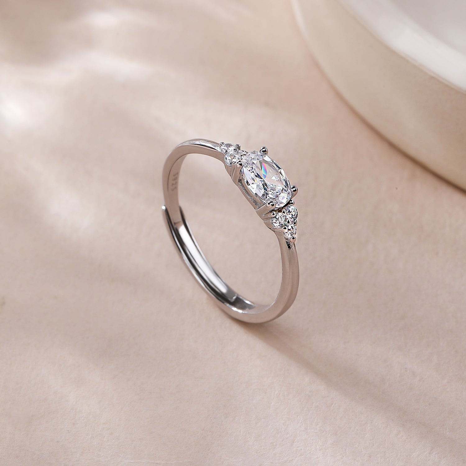 Geometric Open Rings For Women In 925 Sterling Silver With 14K Real Gold Plating And Zircon Inlay, Perfect For Valentine's Day