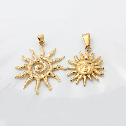 Sun Pattern Jewelry Accessory In Golden, PVD Coated With 18K Real Gold Plated Titanium Steel
