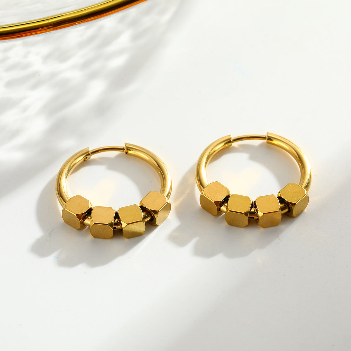 Square Earrings For Women Featuring Electroplated 304 Stainless Steel With 18K Real Gold Plated PVD Coating