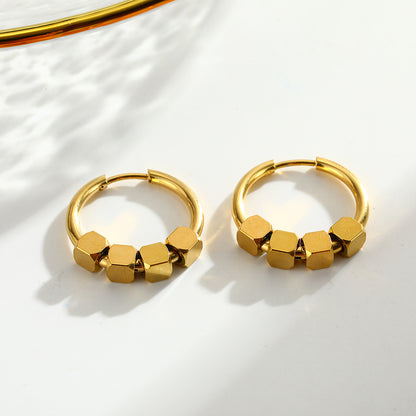 Square Earrings For Women Featuring Electroplated 304 Stainless Steel With 18K Real Gold Plated PVD Coating