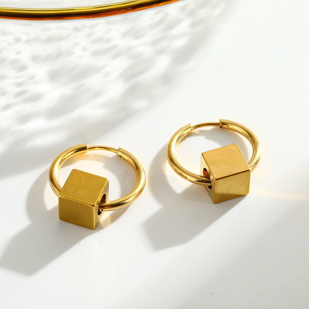 Square Earrings For Women Featuring Electroplated 304 Stainless Steel With 18K Real Gold Plated PVD Coating