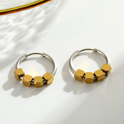 Square Earrings For Women Featuring Electroplated 304 Stainless Steel With 18K Real Gold Plated PVD Coating