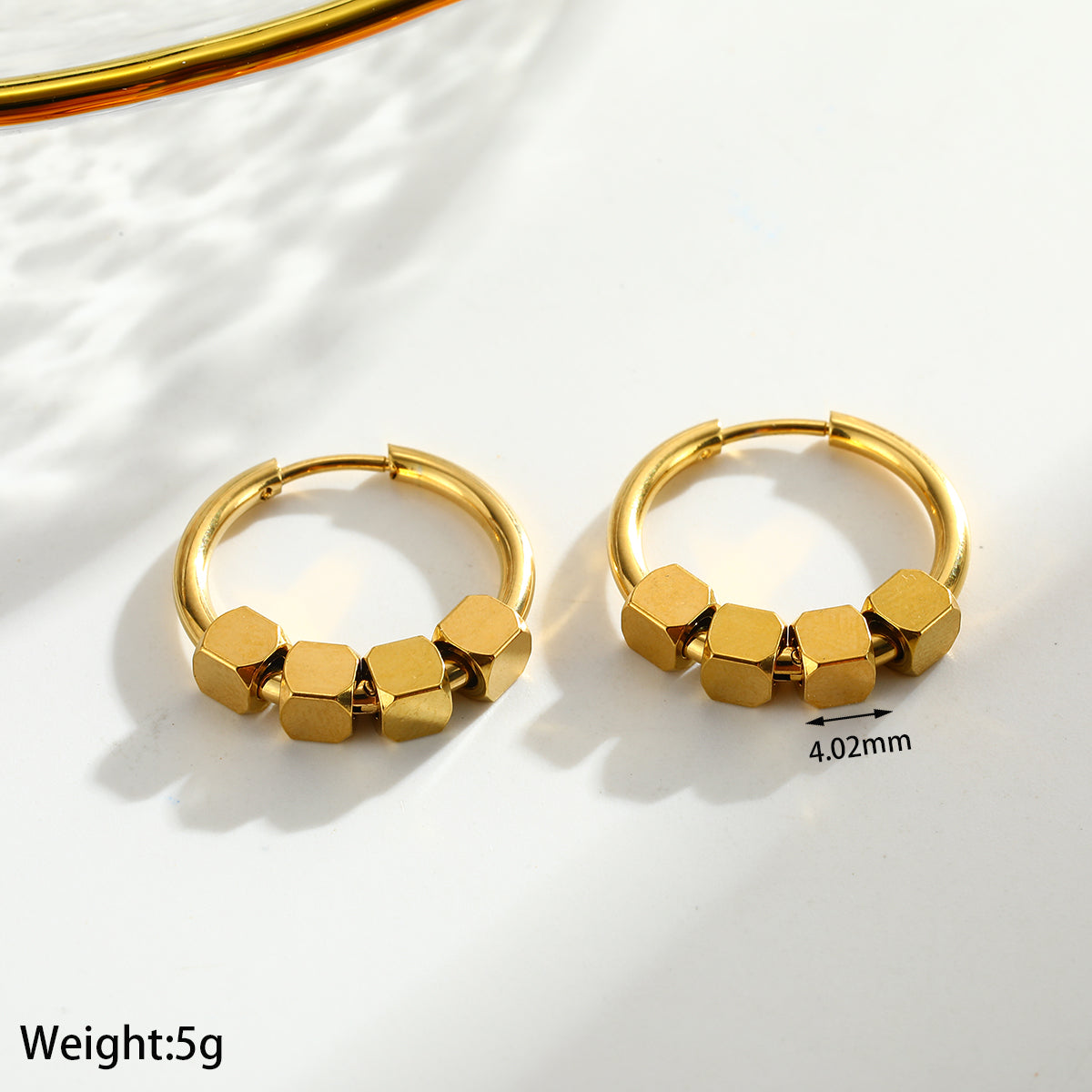 Square Earrings For Women Featuring Electroplated 304 Stainless Steel With 18K Real Gold Plated PVD Coating